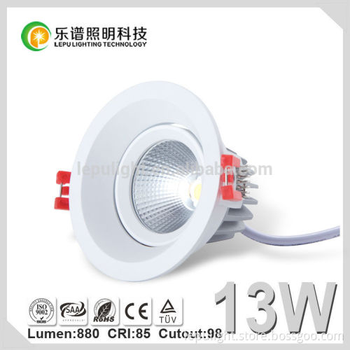 ATLAS recessed aluminum 13w round cob lighting ceiling downlight IP44 waterproof